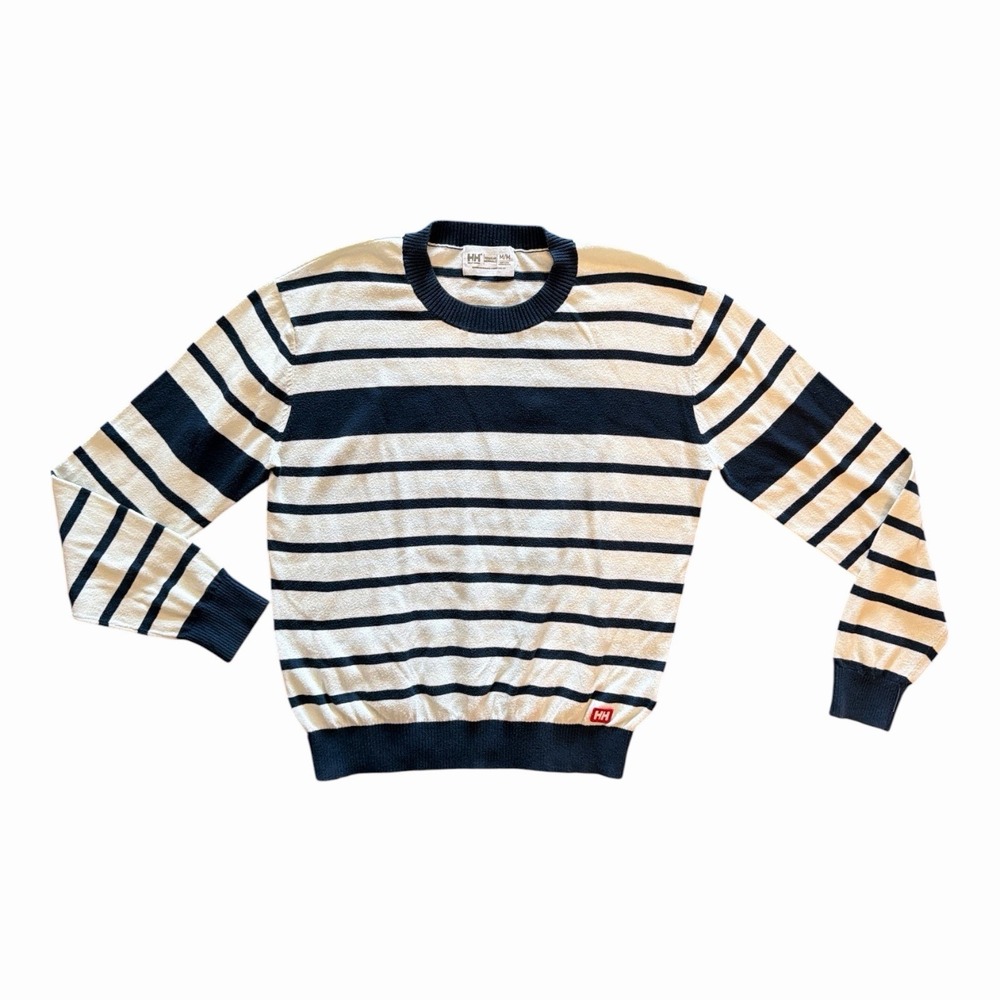 Helly Hansen Men's Blue Striped Cotton Crew Neck Sweater M Travel Nautical